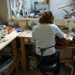 Josephine Gommersall at work in the YAS silversmiths starter studio at Persistence Works in Sheffield 2017